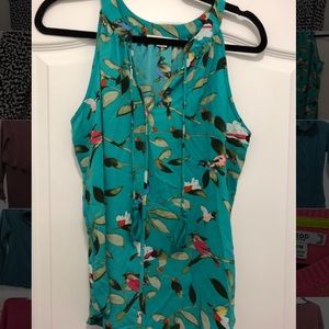 Teal Pattern Sleeveless Blouse